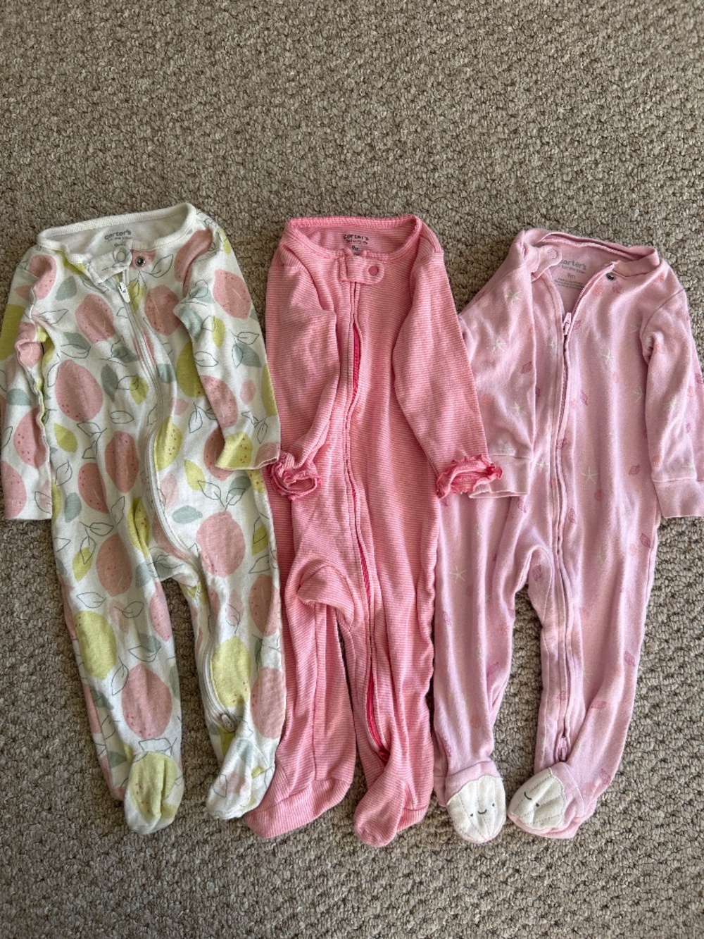 Carters Footie Sleepers, size 9 month, girls
